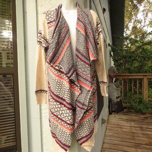 Aeropostle Geometric design womens XL wrap front Long Sweater